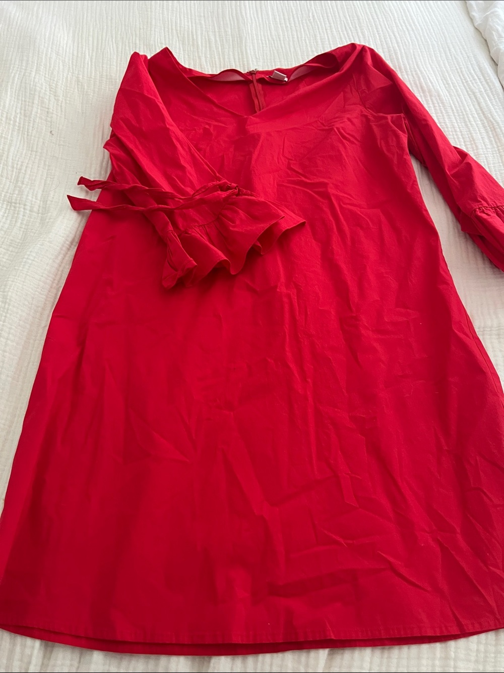 J. Crew Vibrant Red Shift Dress with ruffle sleeves